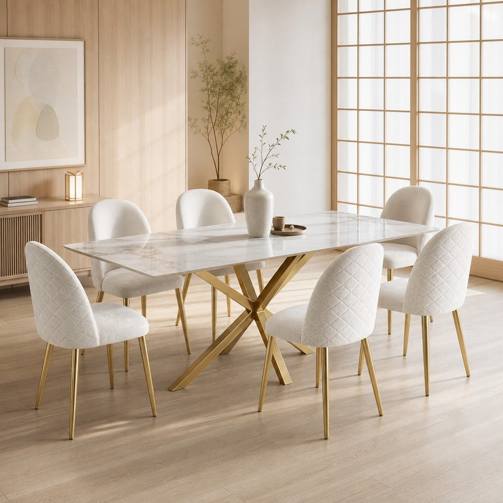 Welwick 6-Seater Sintered Stone Dining Set-hbxfurniture-diningtablesandsets-diningsets-sixseater-image-1