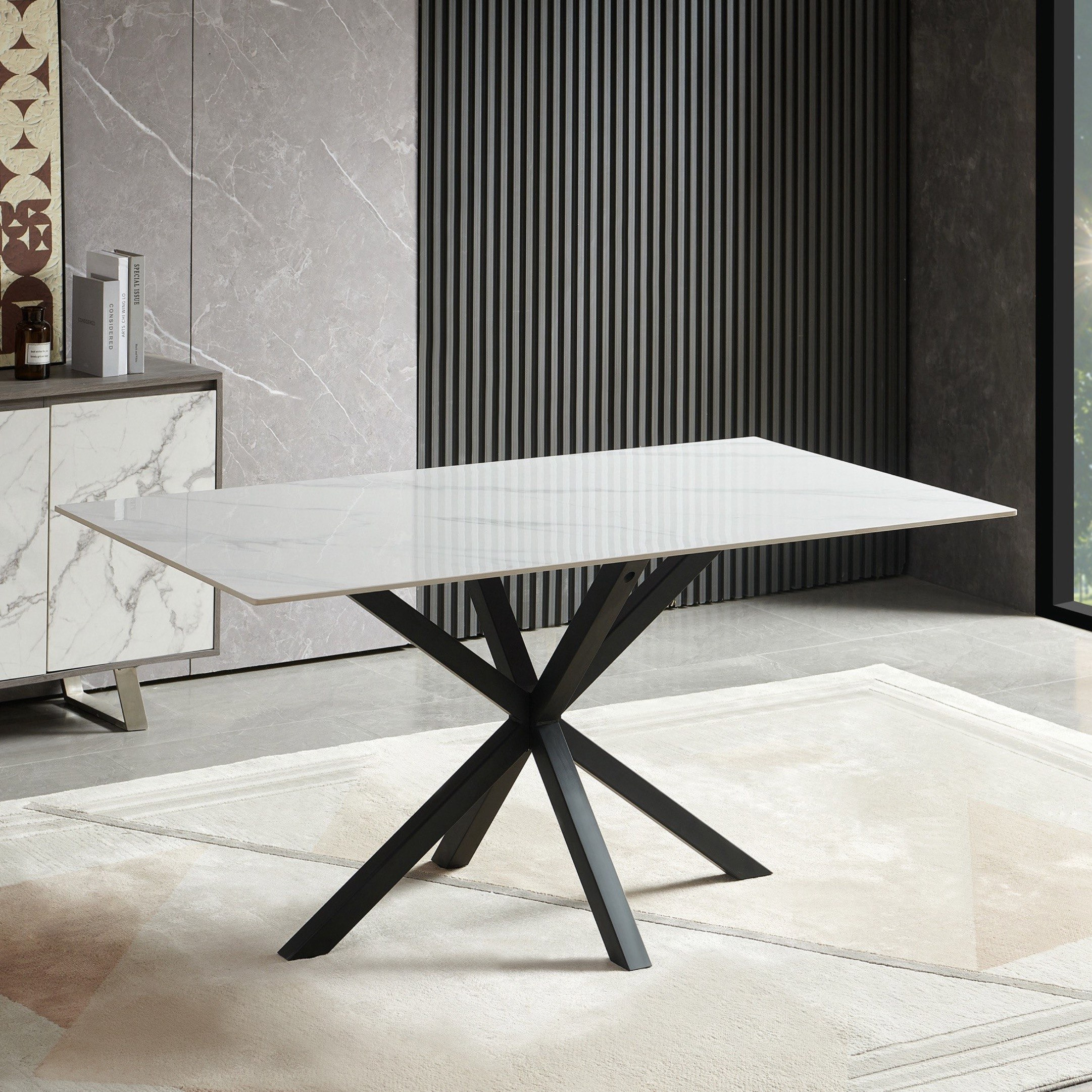 Welwick 6-Seater Sintered Stone Dining Set-hbxfurniture-diningtablesandsets-diningsets-sixseater-image-2