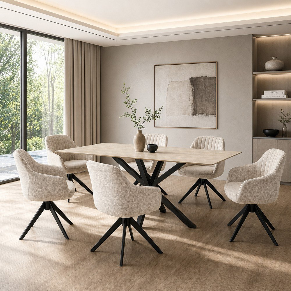 Welwick Winchester 6-Seater Sintered Stone Dining Set-hbxfurniture-diningtablesandsets-diningsets-sixseater-image-1