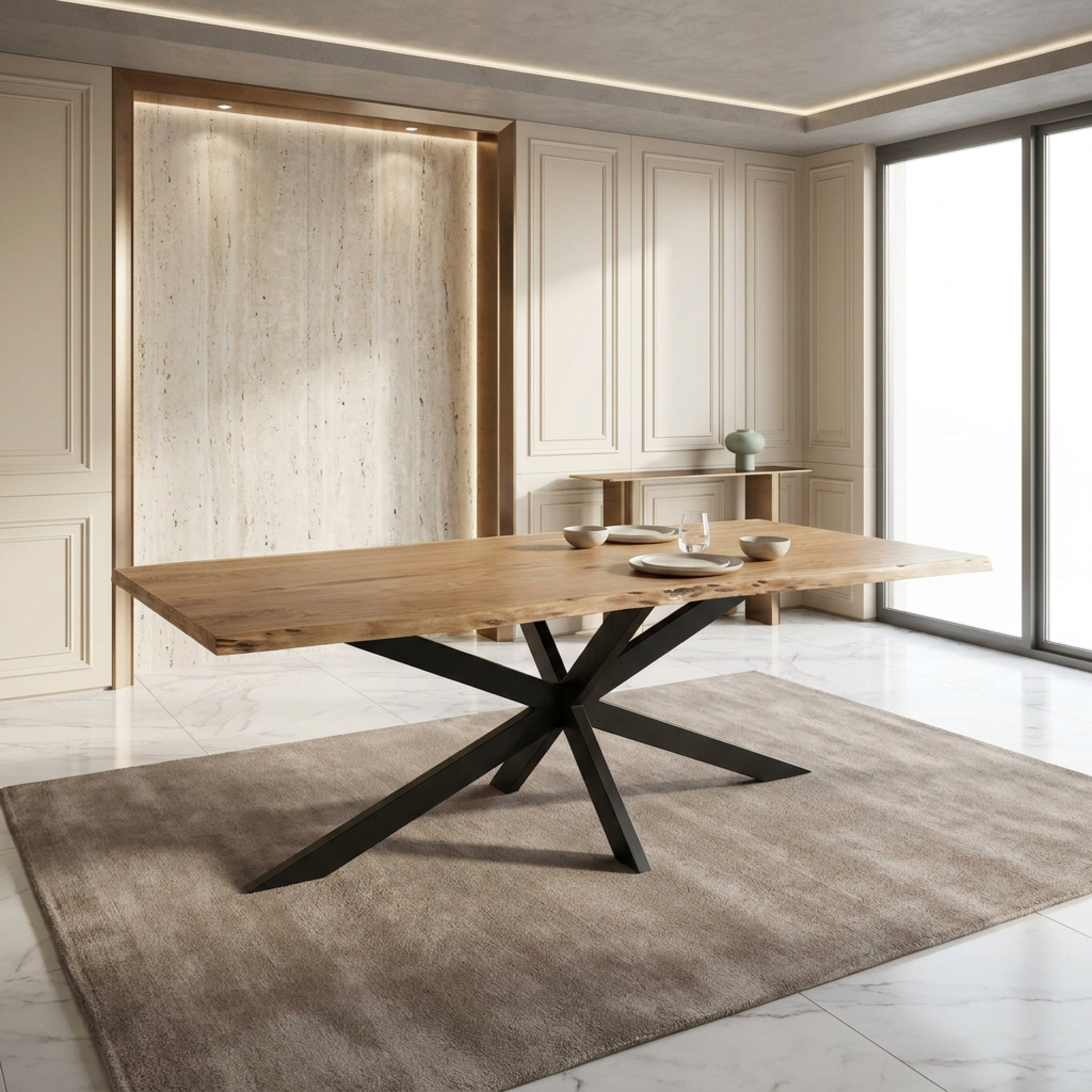 طقم طاولة سفرة لـ8 مقاعد من الخشب الصلب بحواف طبيعية وينشستر من فيندرا كليفتون-hbxfurniture-diningtablesandsets-diningsets-eightseater-image-2