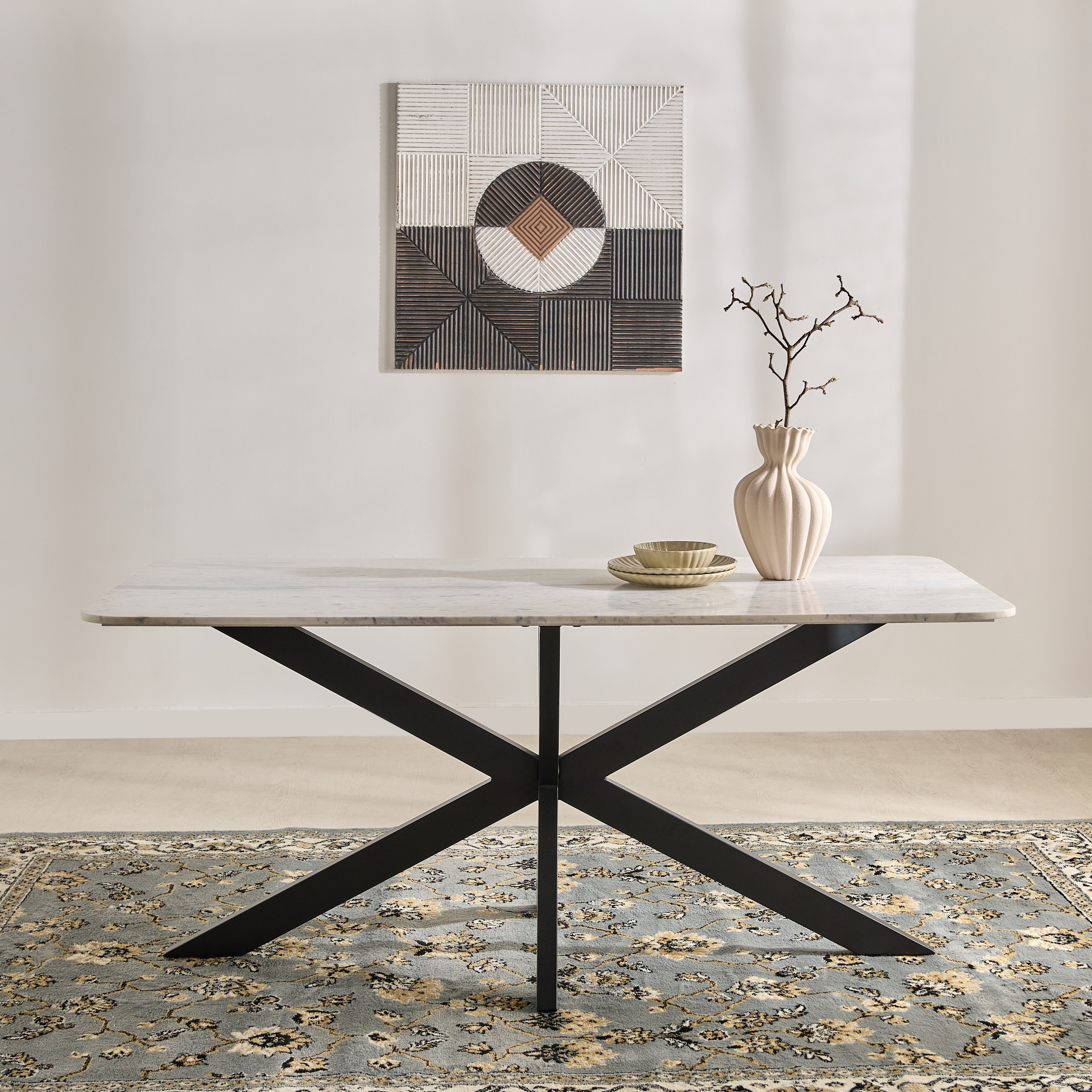 Paul Winchester 6-Seater Genuine Marble Top Dining Set-hbxfurniture-diningtablesandsets-diningsets-sixseater-image-3