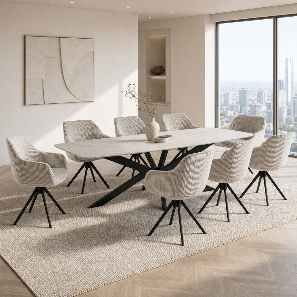 Paul Winchester 8-Seater Genuine Marble Top Dining Set-hbxfurniture-diningtablesandsets-diningsets-eightseater-image-11