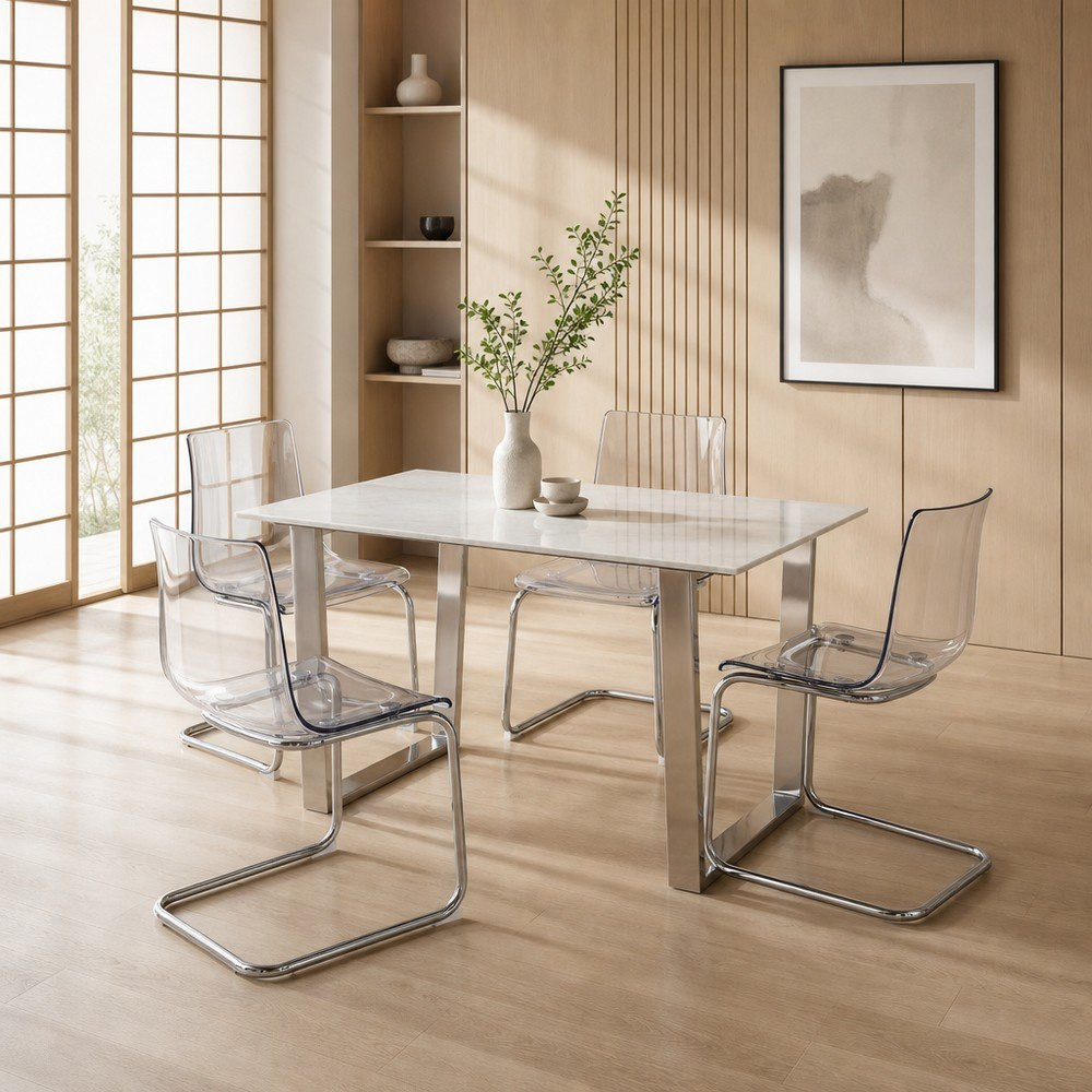 Silverado Grace 4-Seater Genuine Marble Top Dining Set-hbxdiningroom-diningtablesandsets-diningsets-fourseater-image-1