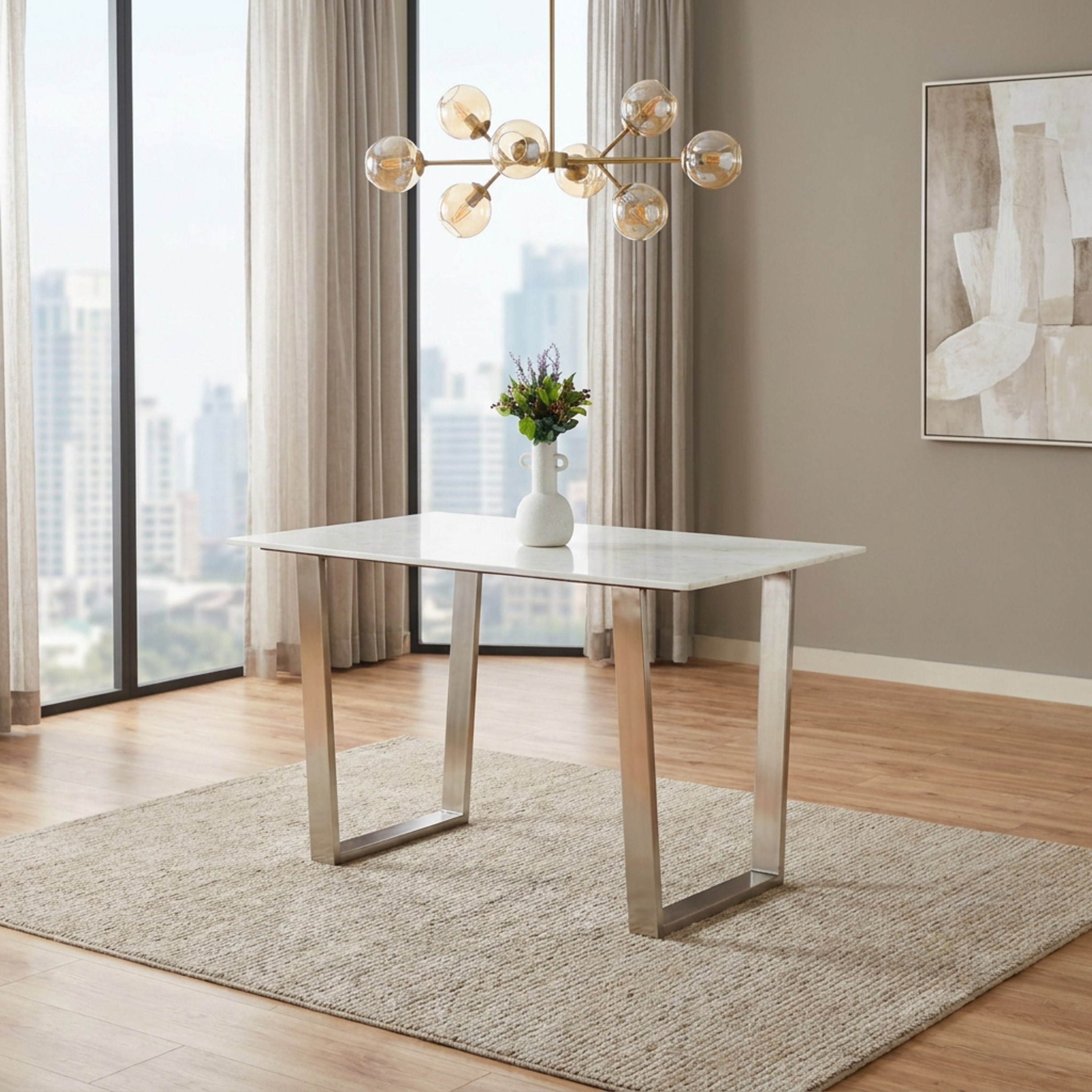 Silverado Grace 4-Seater Genuine Marble Top Dining Set-hbxdiningroom-diningtablesandsets-diningsets-fourseater-image-2