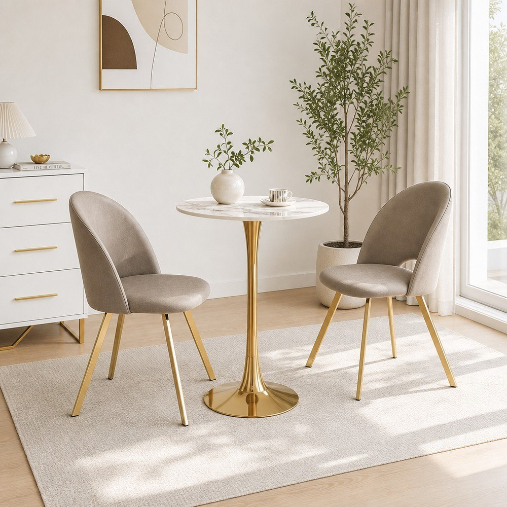 طقم طاولة طعام دائري مقعدين بسطح من الحجر المتكلس من إلفيس بيرل-hbxfurniture-diningtablesandsets-diningsets-twoseater-image-1