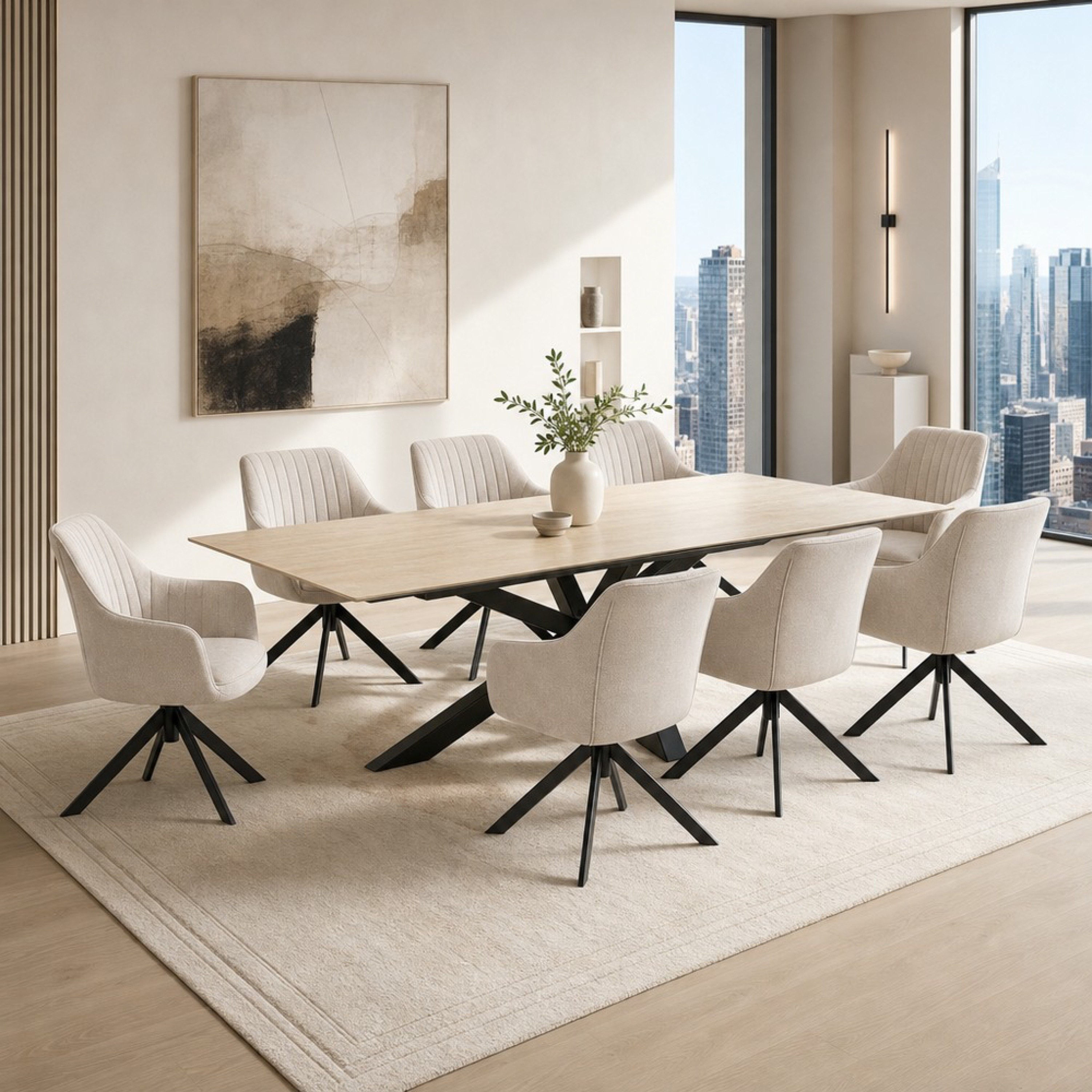 Welwick Winchester 8-Seater Sintered Stone Dining Set-hbxfurniture-diningtablesandsets-diningsets-eightseater-image-1