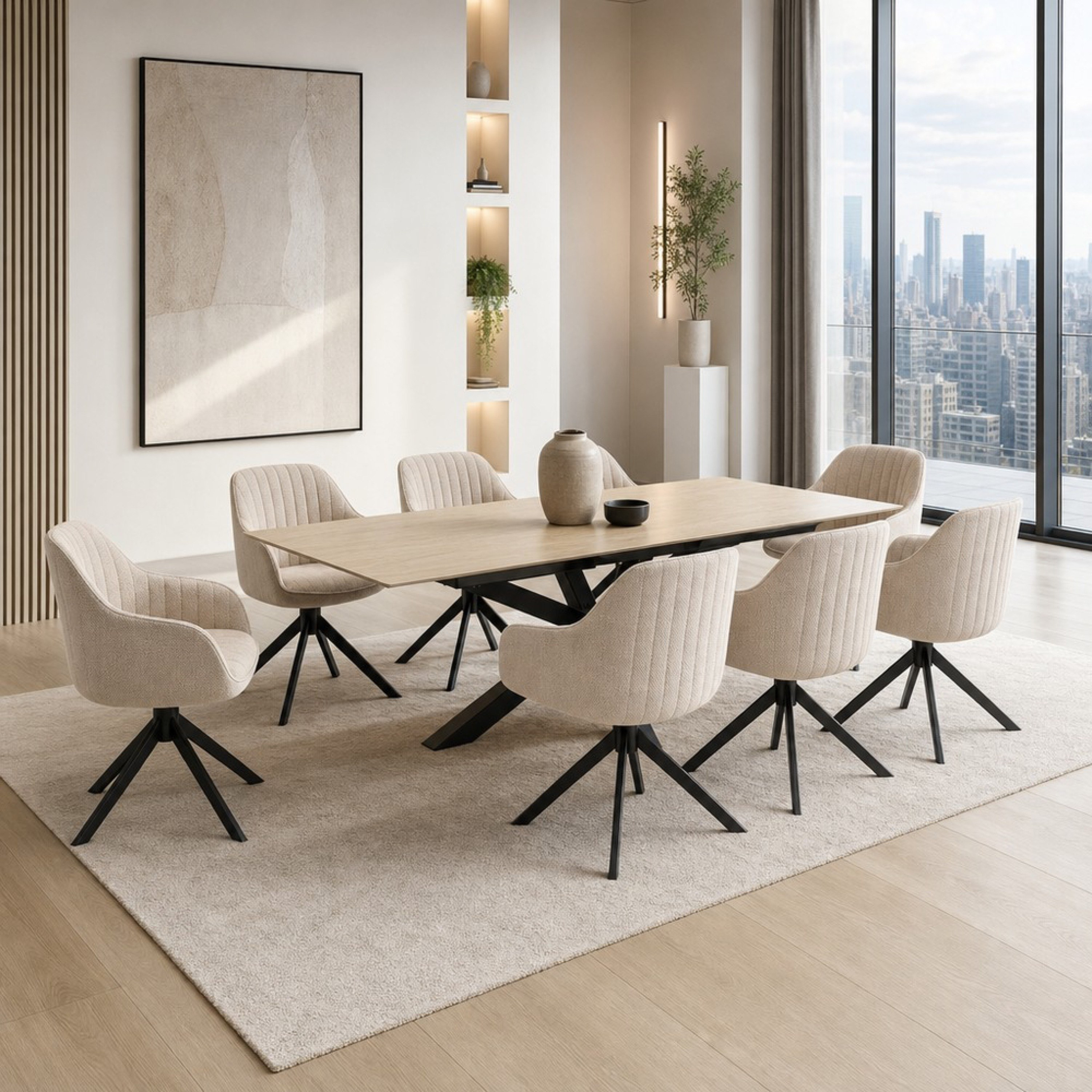 Welwick Belicia 8-Seater Sintered Stone Dining Set-hbxfurniture-diningtablesandsets-diningsets-eightseater-image-1