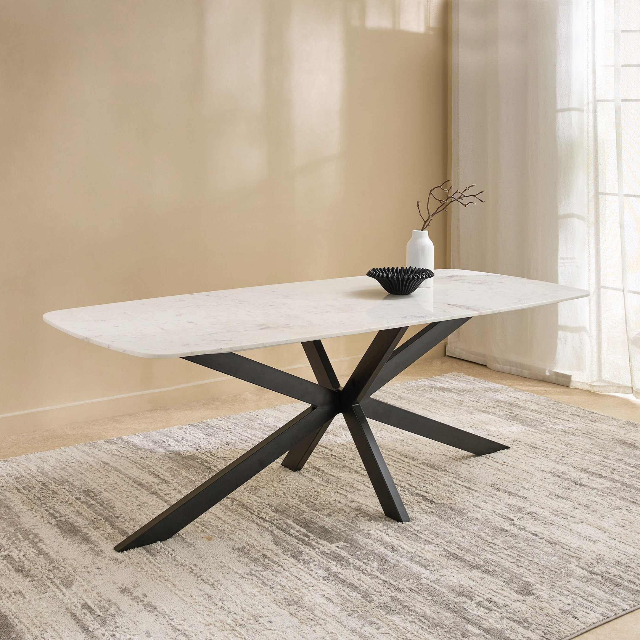 Portola Winchester 8-Seater Genuine Marble Top Dining Set-hbxfurniture-diningtablesandsets-diningsets-eightseater-image-2