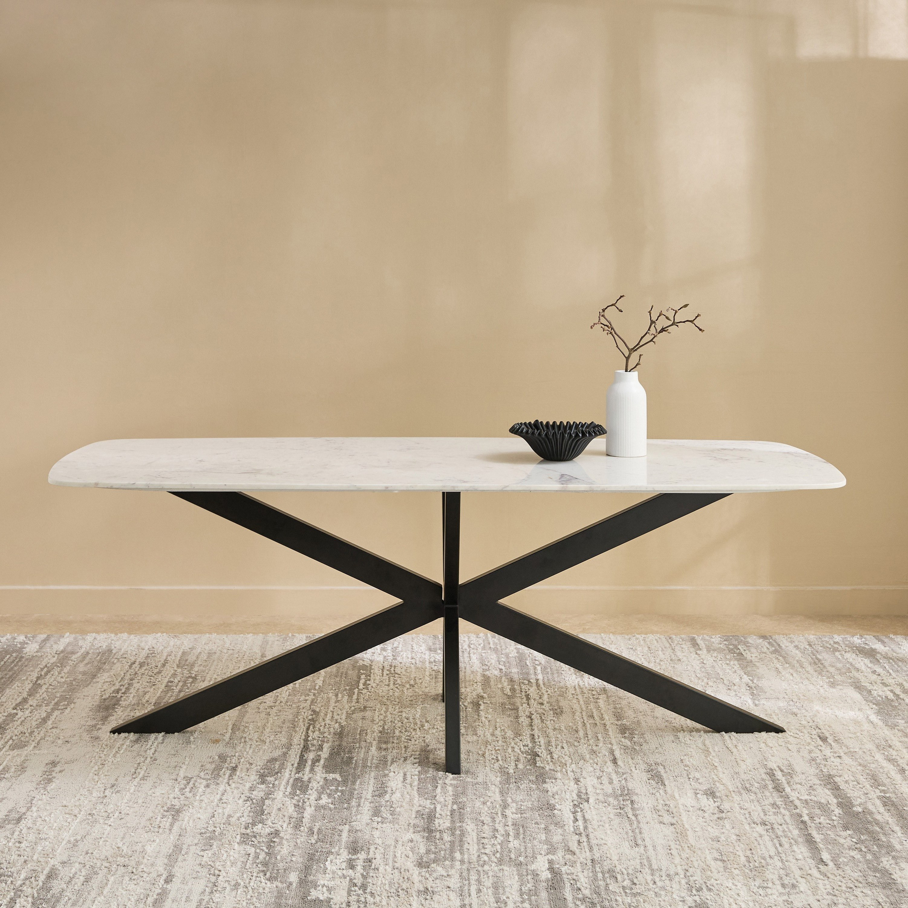 Portola Winchester 8-Seater Genuine Marble Top Dining Set-hbxfurniture-diningtablesandsets-diningsets-eightseater-image-3