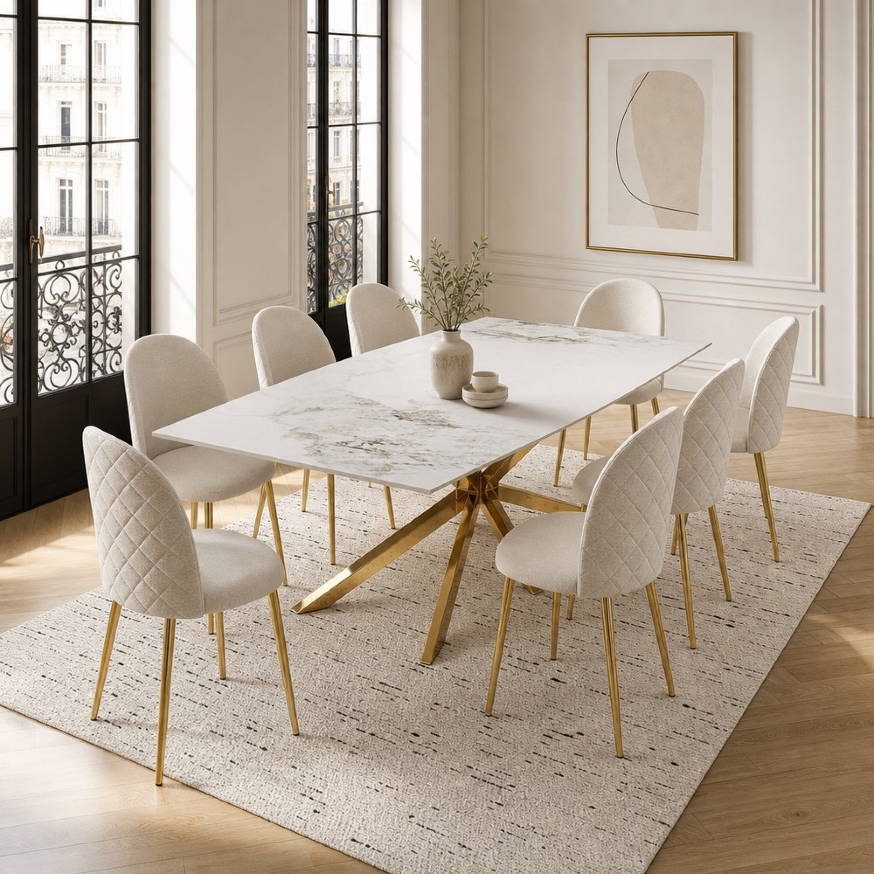 Welwick 8-Seater Sintered Stone Dining Set-hbxfurniture-diningtablesandsets-diningsets-eightseater-image-1