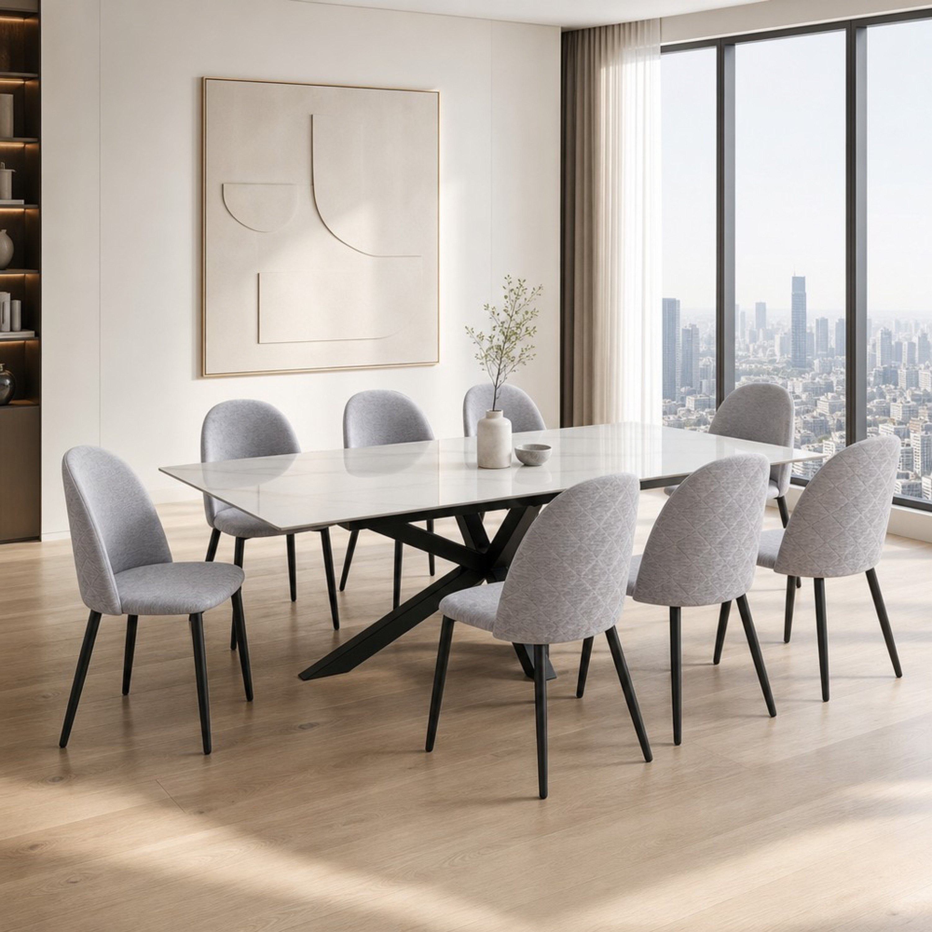 Welwick 8-Seater Sintered Stone Dining Set-hbxfurniture-diningtablesandsets-diningsets-eightseater-image-1