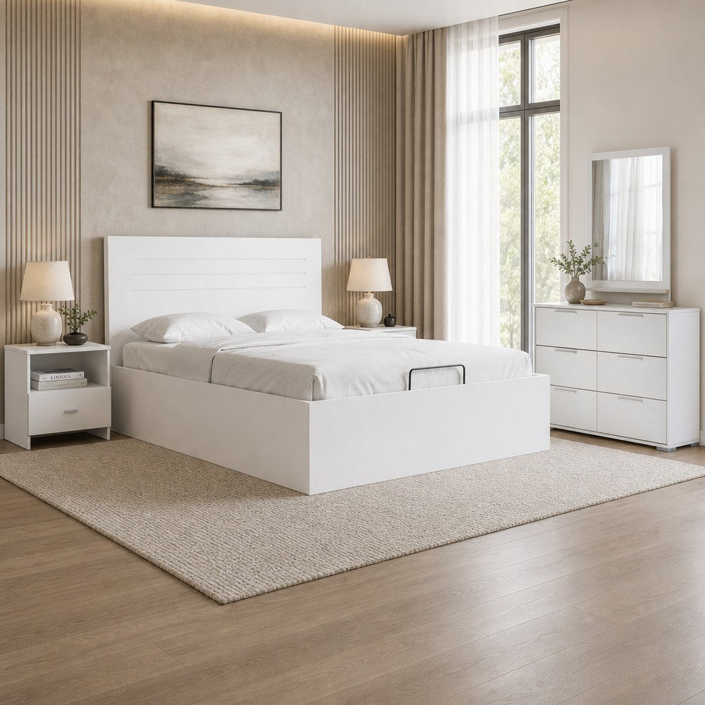 طقم غرفة نوم كوين بتخزين هيدروليك 5 قطع باتارا من فرانكفورت-hbxfurniture-bedsandbedsets-bedroomsets-queen-image-1