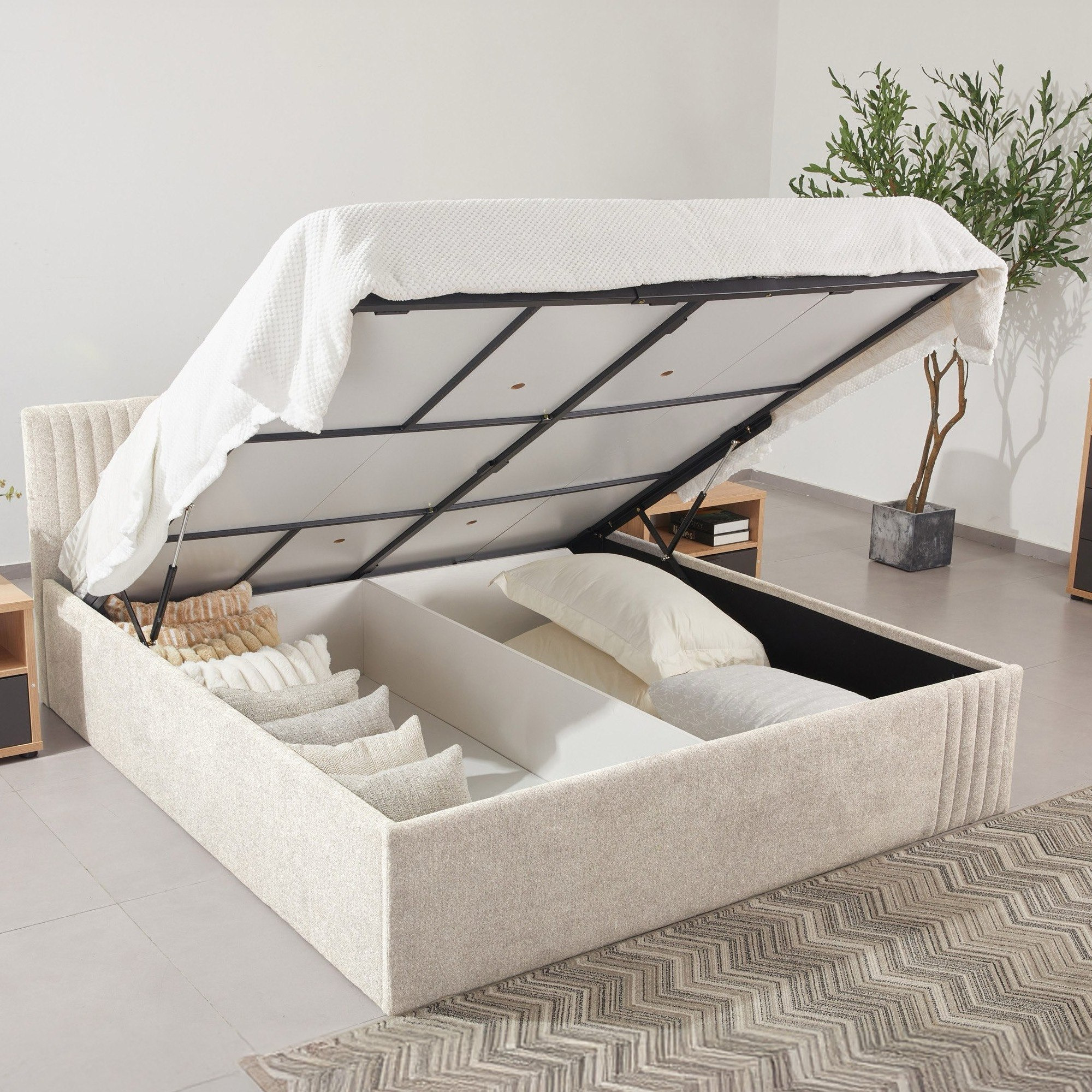 Frankfurt 5-Piece Queen Upholstered Hydraulic Bedroom Package-hbxfurniture-bedsandbedsets-bedroomsets-queen-image-3