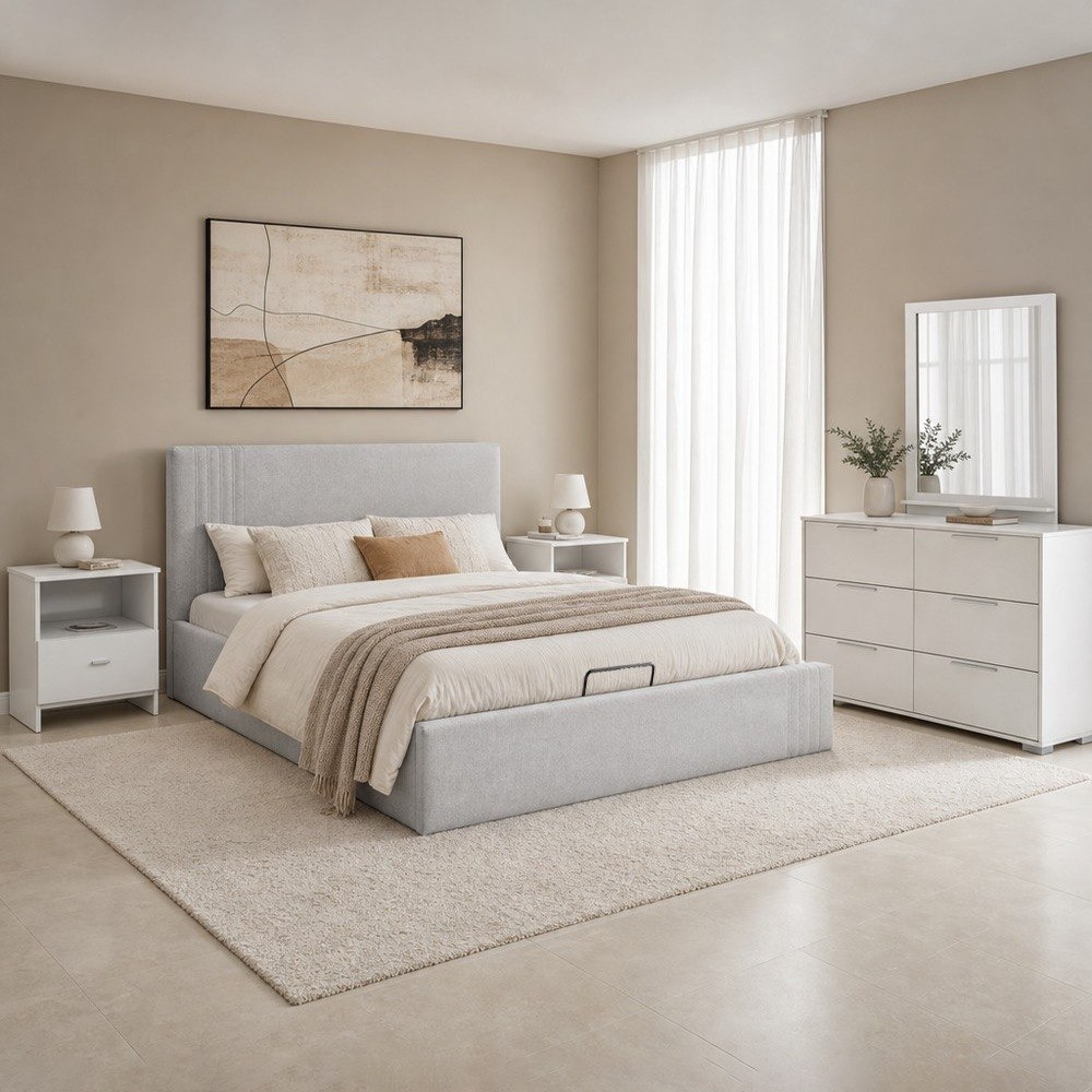 Frankfurt 5-Piece Queen Upholstered Hydraulic Bedroom Package-hbxfurniture-bedsandbedsets-bedroomsets-queen-image-1