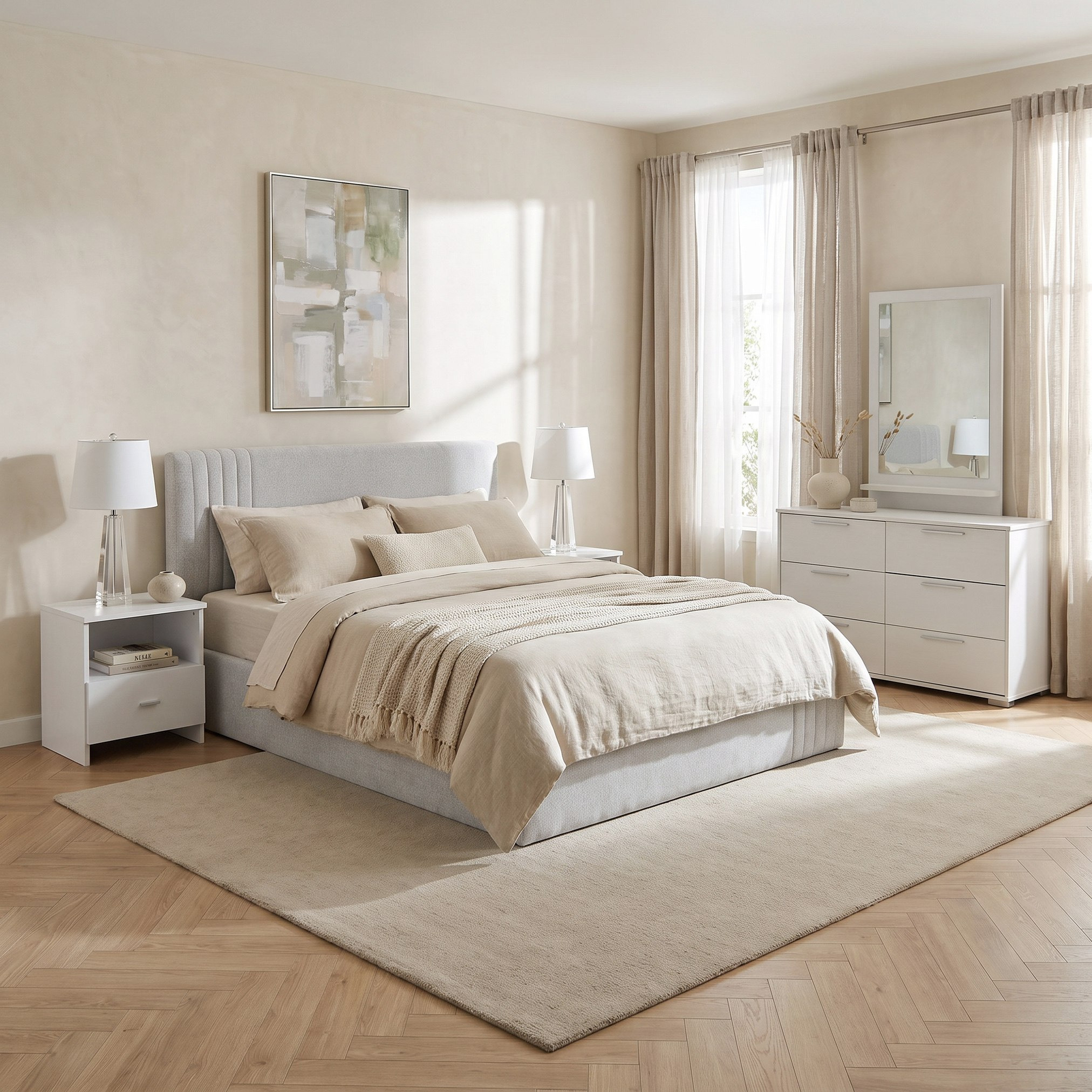 Frankfurt 5-Piece Queen Upholstered Hydraulic Bedroom Package-hbxfurniture-bedsandbedsets-bedroomsets-queen-image-1