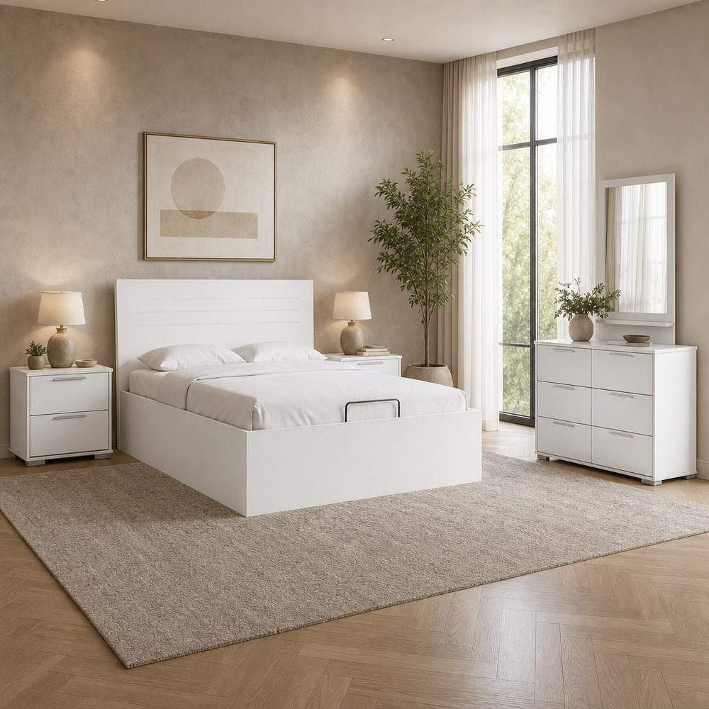 طقم غرفة نوم كوين منجد هيدروليك 5 قطع من فرانكفورت باتارا-hbxfurniture-bedsandbedsets-bedroomsets-queen-image-1