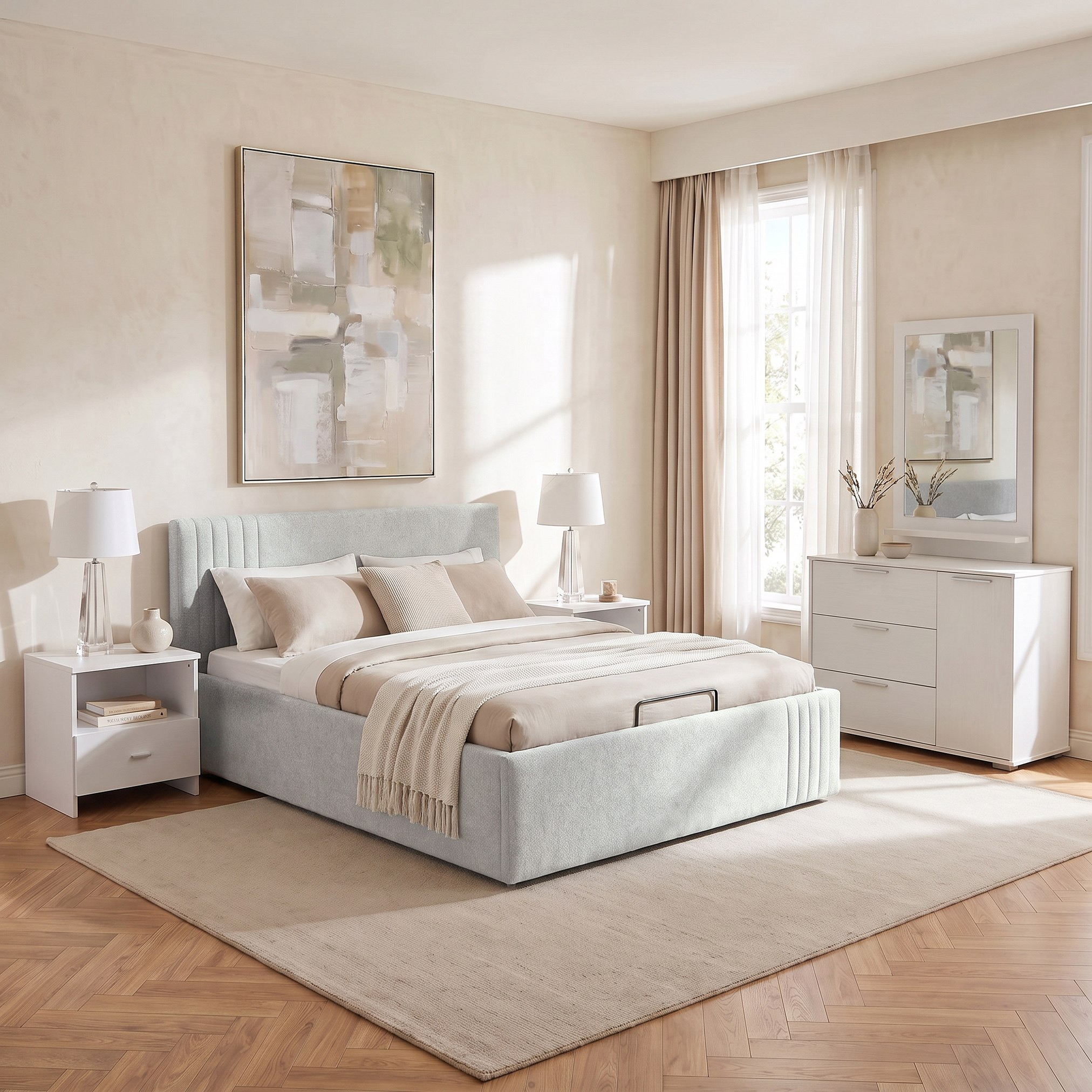 Frankfurt 5-Piece Upholstered Queen Hydraulic Bedroom Package-hbxfurniture-bedsandbedsets-bedroomsets-queen-image-1
