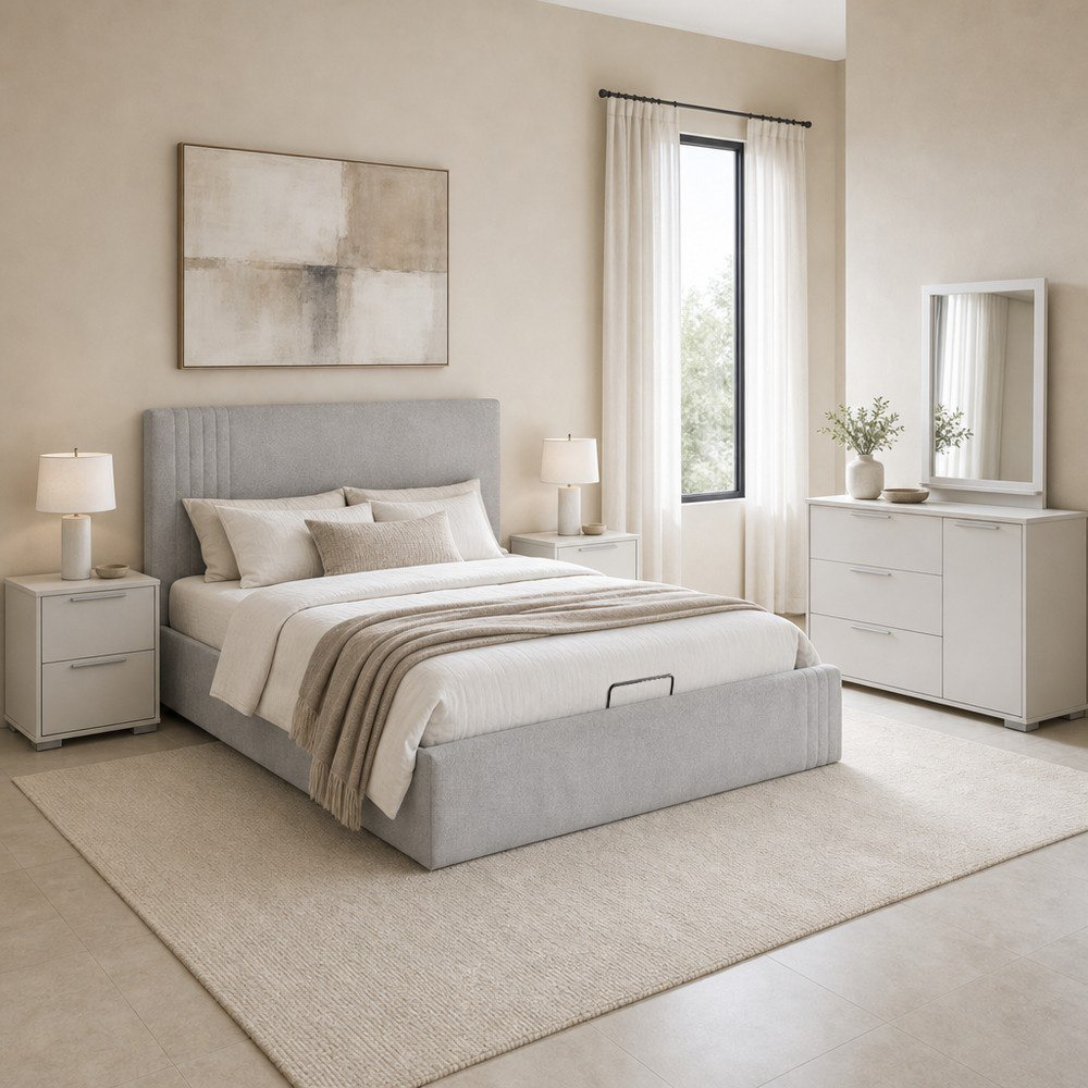 Frankfurt 5-Piece Upholstered Queen Hydraulic Bedroom Package-hbxfurniture-bedsandbedsets-bedroomsets-queen-image-1