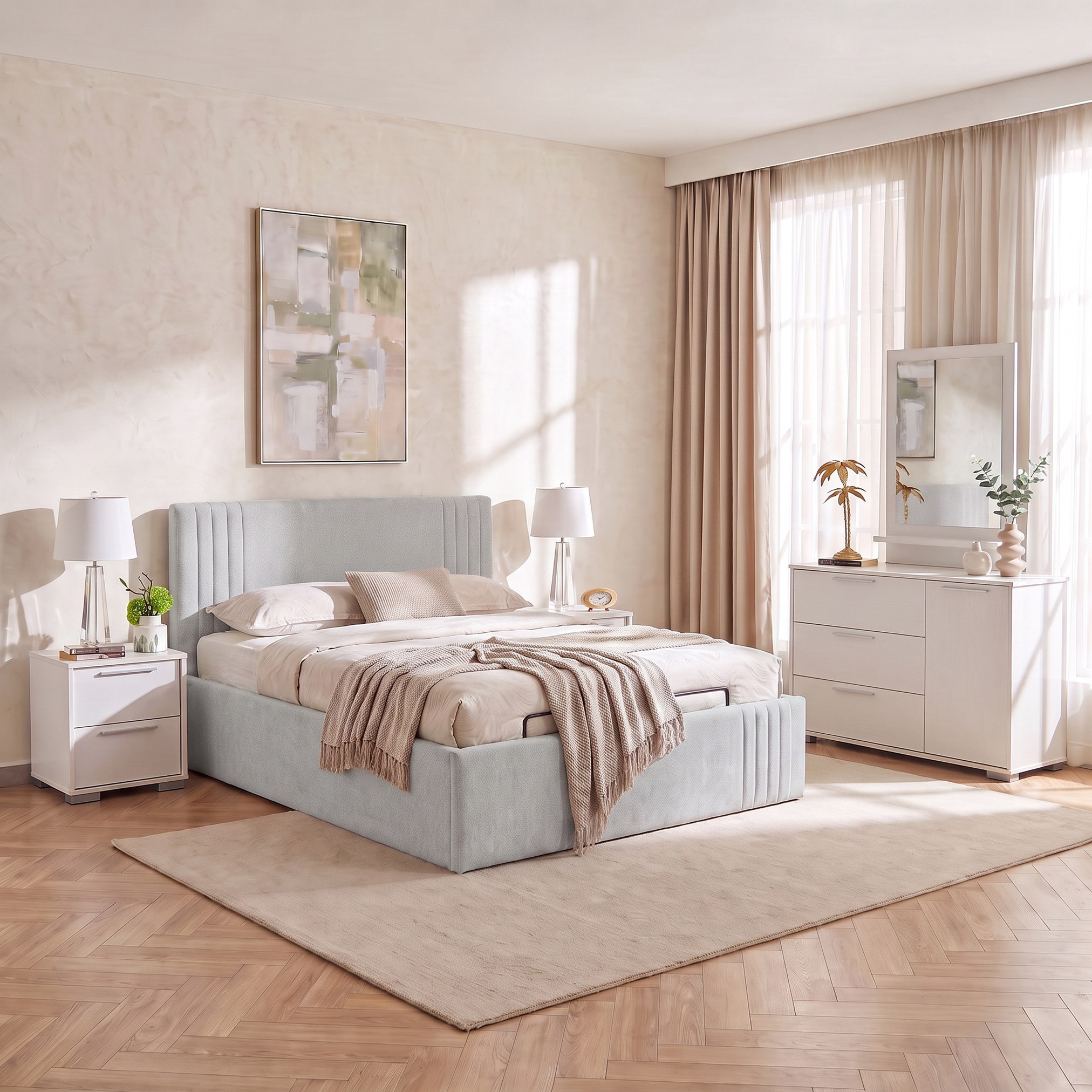 Frankfurt 5-Piece Upholstered Queen Hydraulic Bedroom Package-hbxfurniture-bedsandbedsets-bedroomsets-queen-image-1