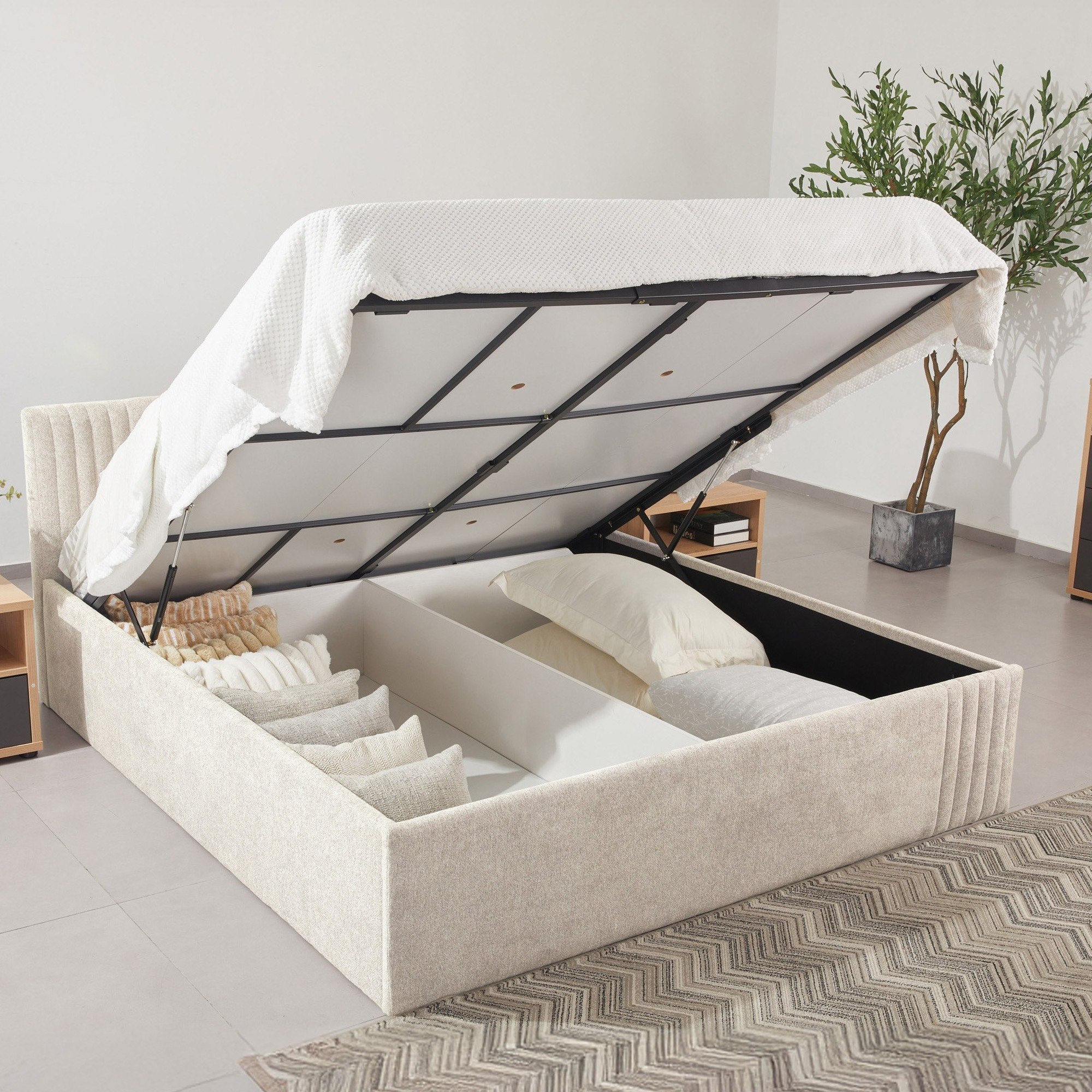 Frankfurt 5-Piece Queen Upholstered Hydraulic Bedroom Package-hbxfurniture-bedsandbedsets-bedroomsets-queen-image-3