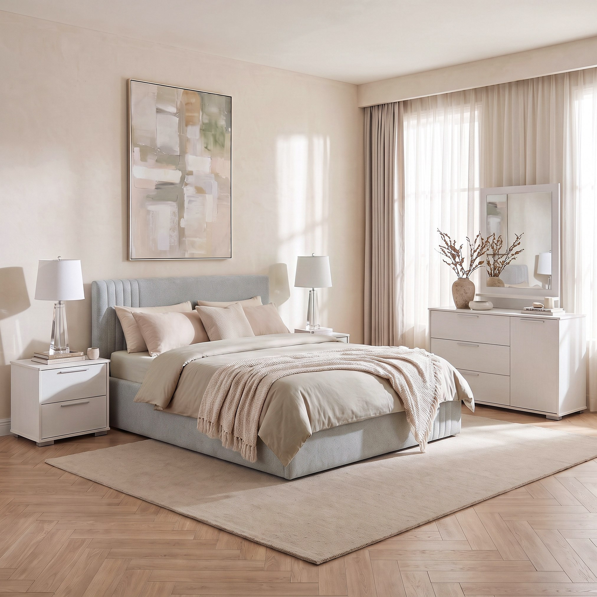 Frankfurt 5-Piece Queen Upholstered Hydraulic Bedroom Package-hbxfurniture-bedsandbedsets-bedroomsets-queen-image-1