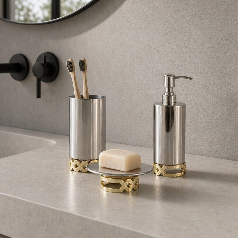 طقم إكسسوارات حمام فولاذ 3 قطع من أنيق-hbxbathroom-bathaccessories-bathroomsets-image-1