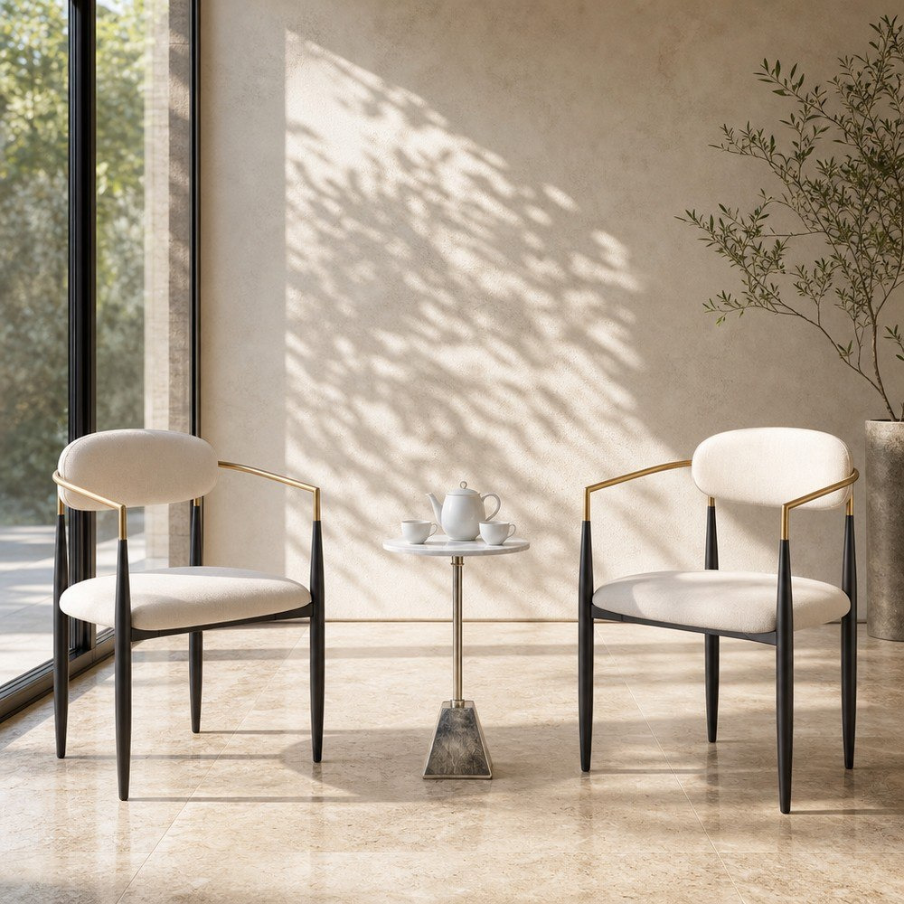 Dionne Genuine Marble Top with Nayalis Chair Package-hbxfurniture-diningtablesandsets-diningsets-twoseater-image-1